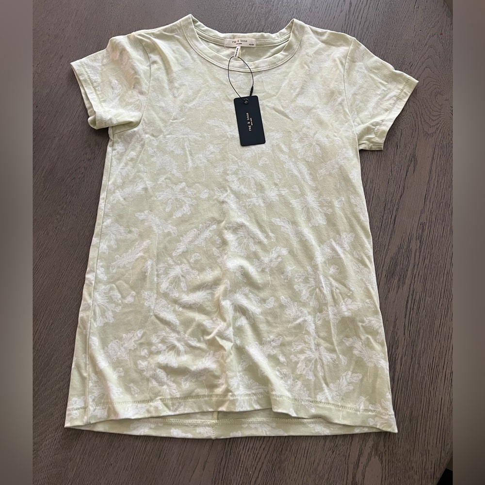 Rag & Bone All Over Summer Tee Size XS Green and White